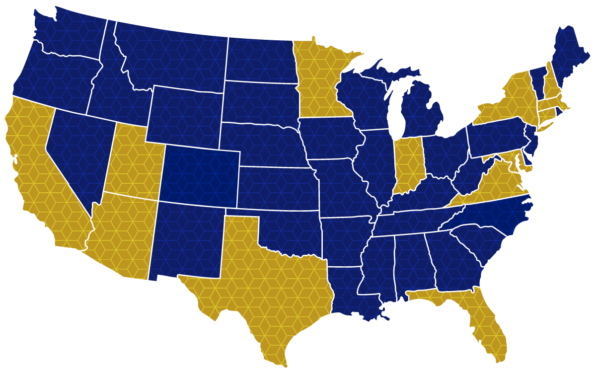 States where our institutions are located