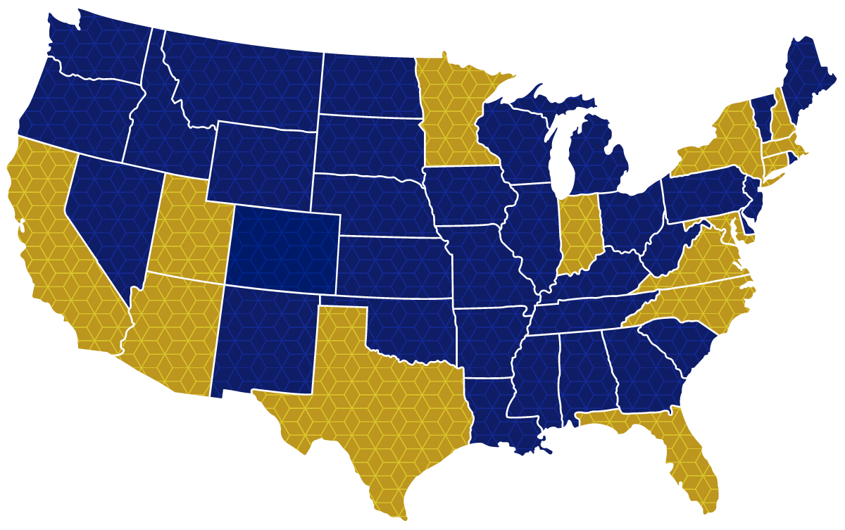 Color-US8 States where our institutions are located
