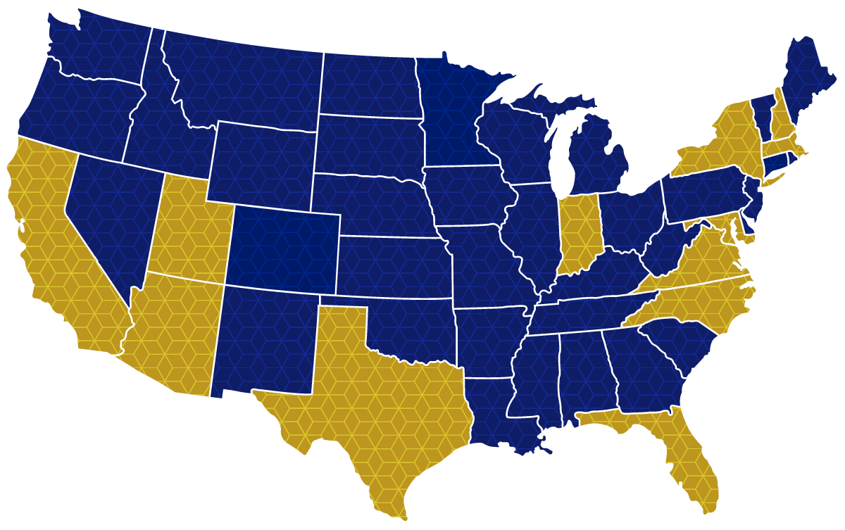Color-US10 States where our institutions are located